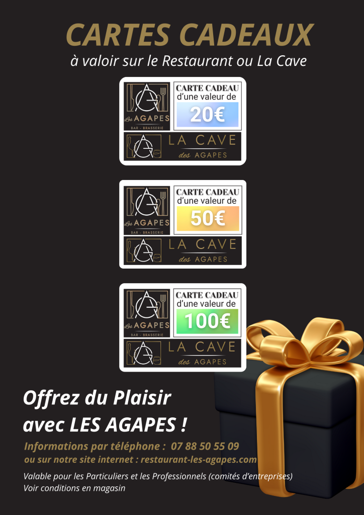 Carte Cadeau 100€ Kdo Restaurant & Cave à vins Les Agapes Valenciennes SMARTBOX WONDERBOX COFFRET CADEAU NORD PAS DE CALAIS HAUTS DE FRANCE