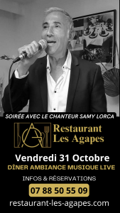 LES AGAPES CHANTEUR Soirée Halloween 2025 31/10 Musique chanteur repas de fête restaurant ambiance live music classique année 80 chanson française variété internationale