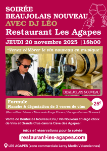 Flyer - Soirée DJ Beaujolais Nouveau Sortir à Valenciennes Afterwork Musque Sortir le Jeudi 20 novembre 2025 Formule 25€